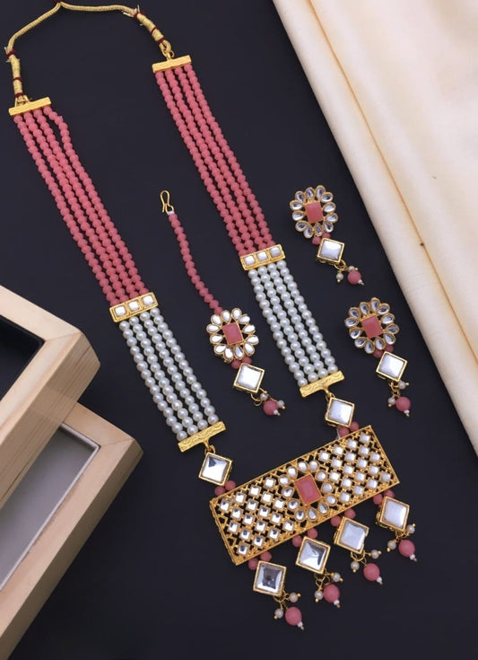 Women Necklace Designer New Trendy pink Crystal with Pendent for women's and girl for all kind of Occasion